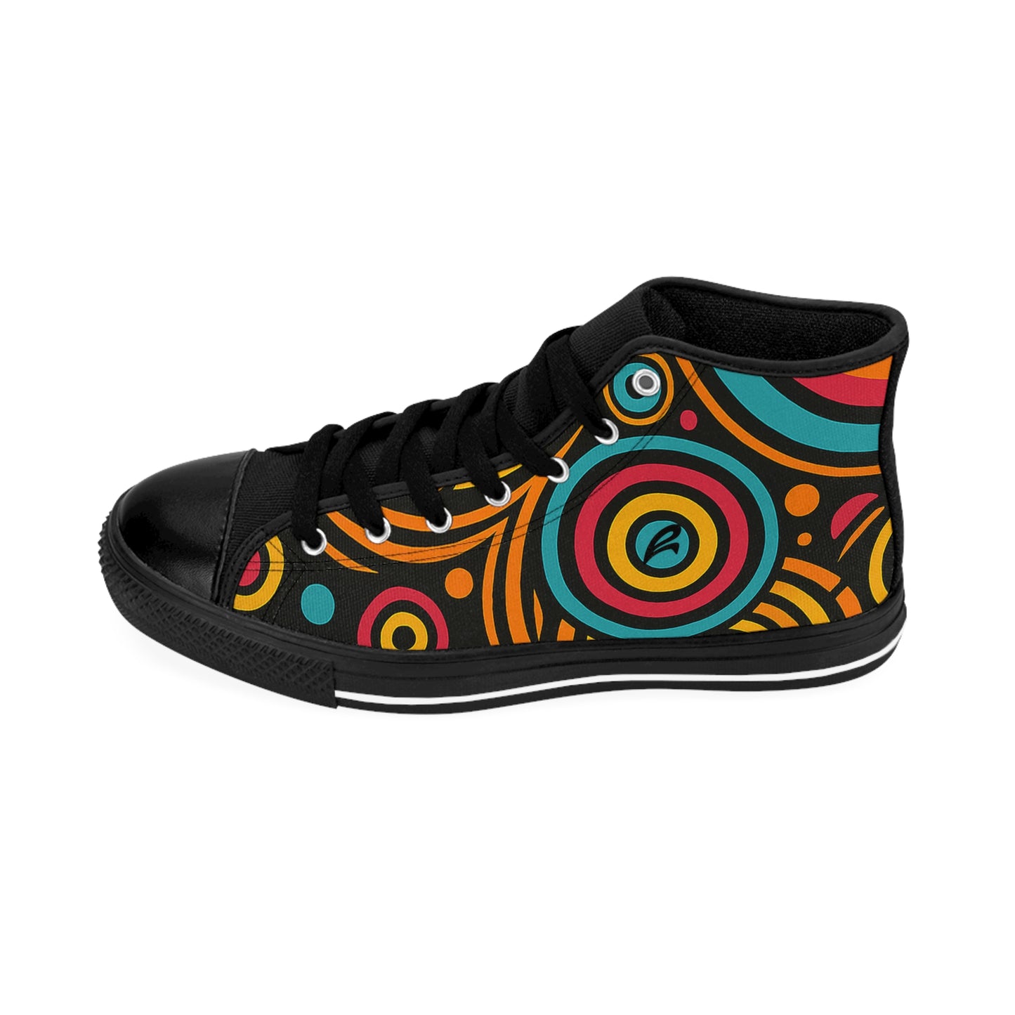 Colorful Women's High-Top Sneakers, Funky Retro Shoes, Unique Stylish Footwear, Gift for Her, Trendy Fashion Sneakers